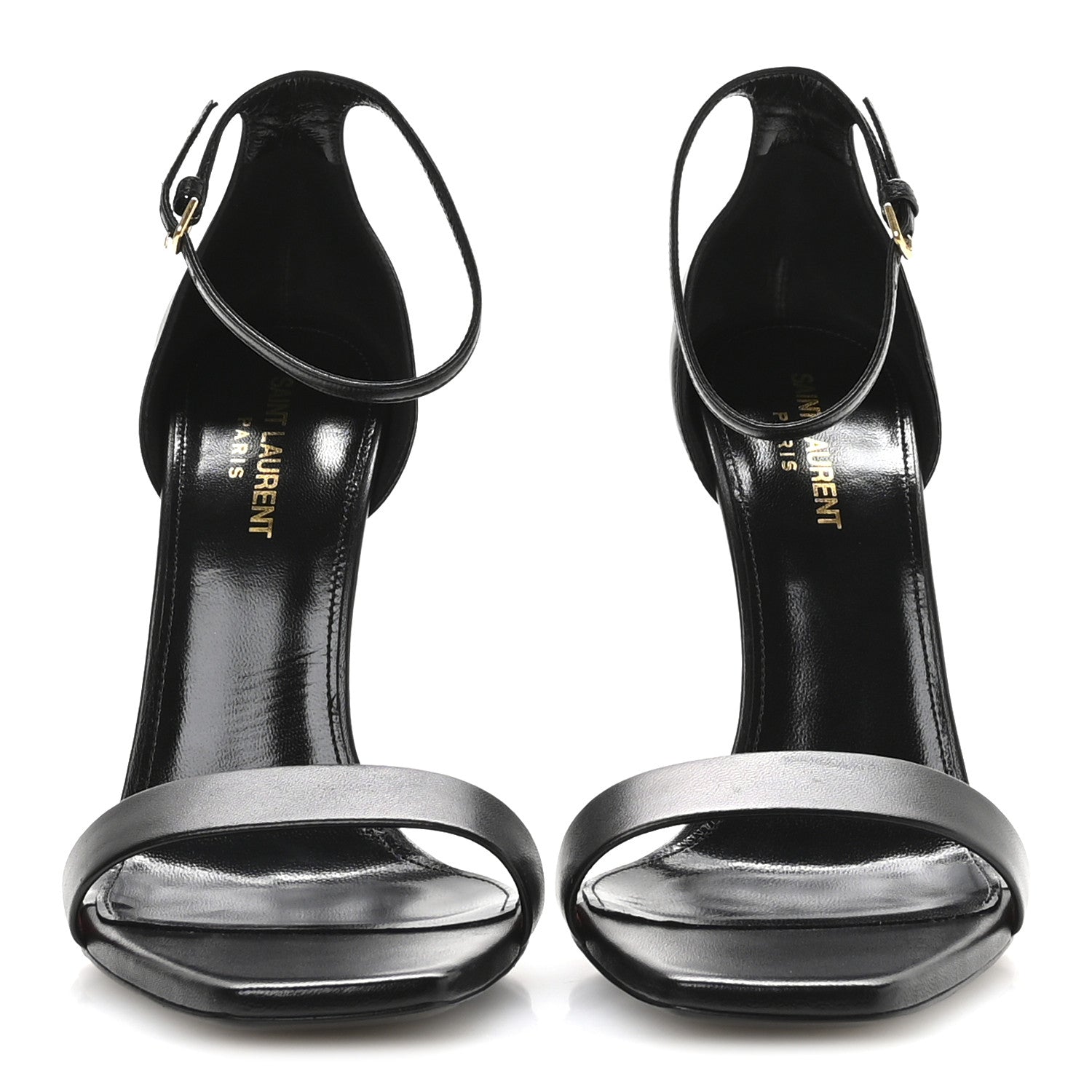 Saint Laurent Calfskin Amber 105 Ankle Strap Sandals 40 Black 3 of 9