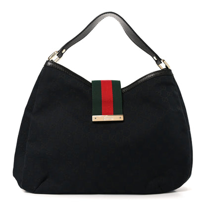 Gucci Monogram Large New Ladies Web Hobo Black 1 of 11