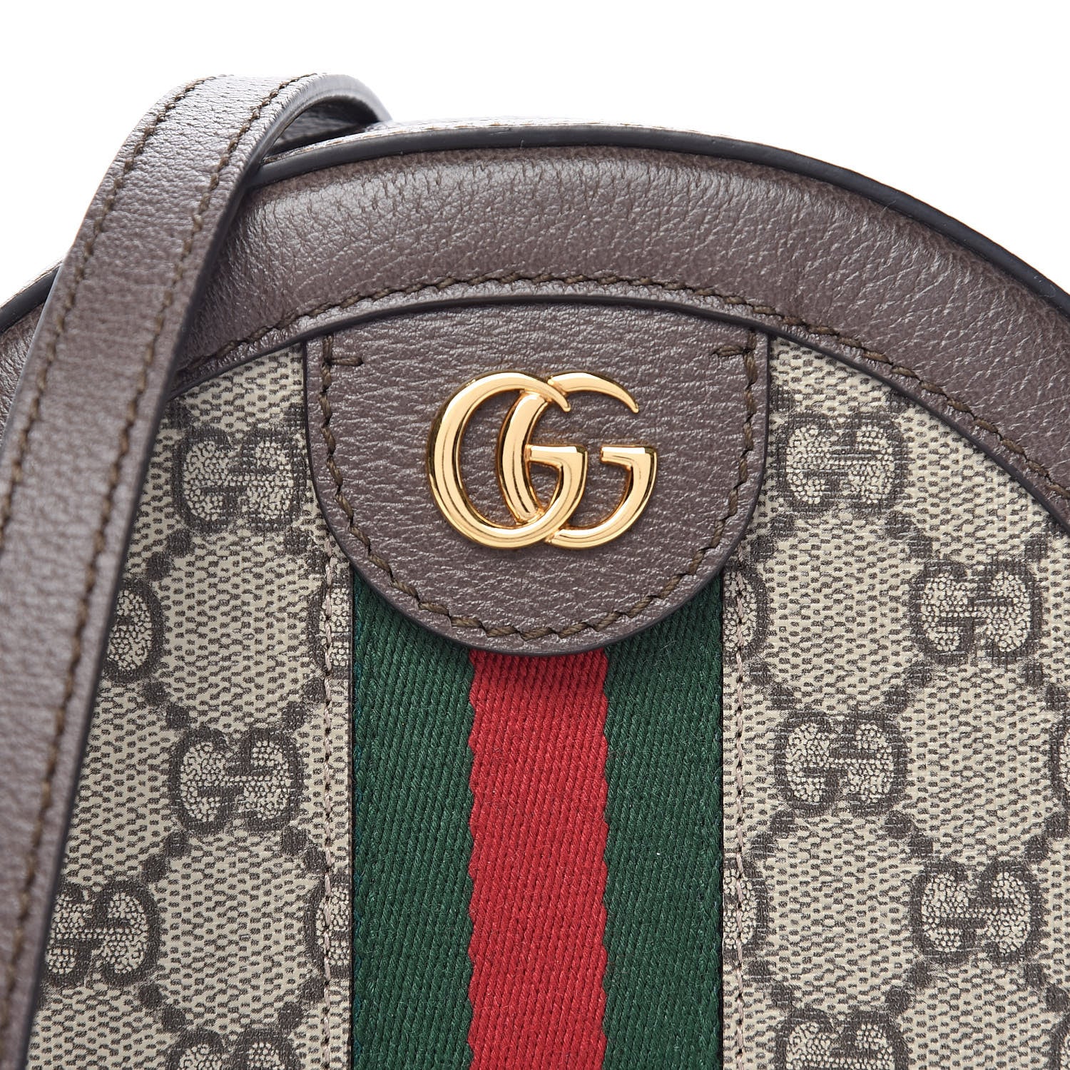 Gucci GG Supreme Monogram Web Mini Ophidia Round Shoulder Bag Brown 10 of 10