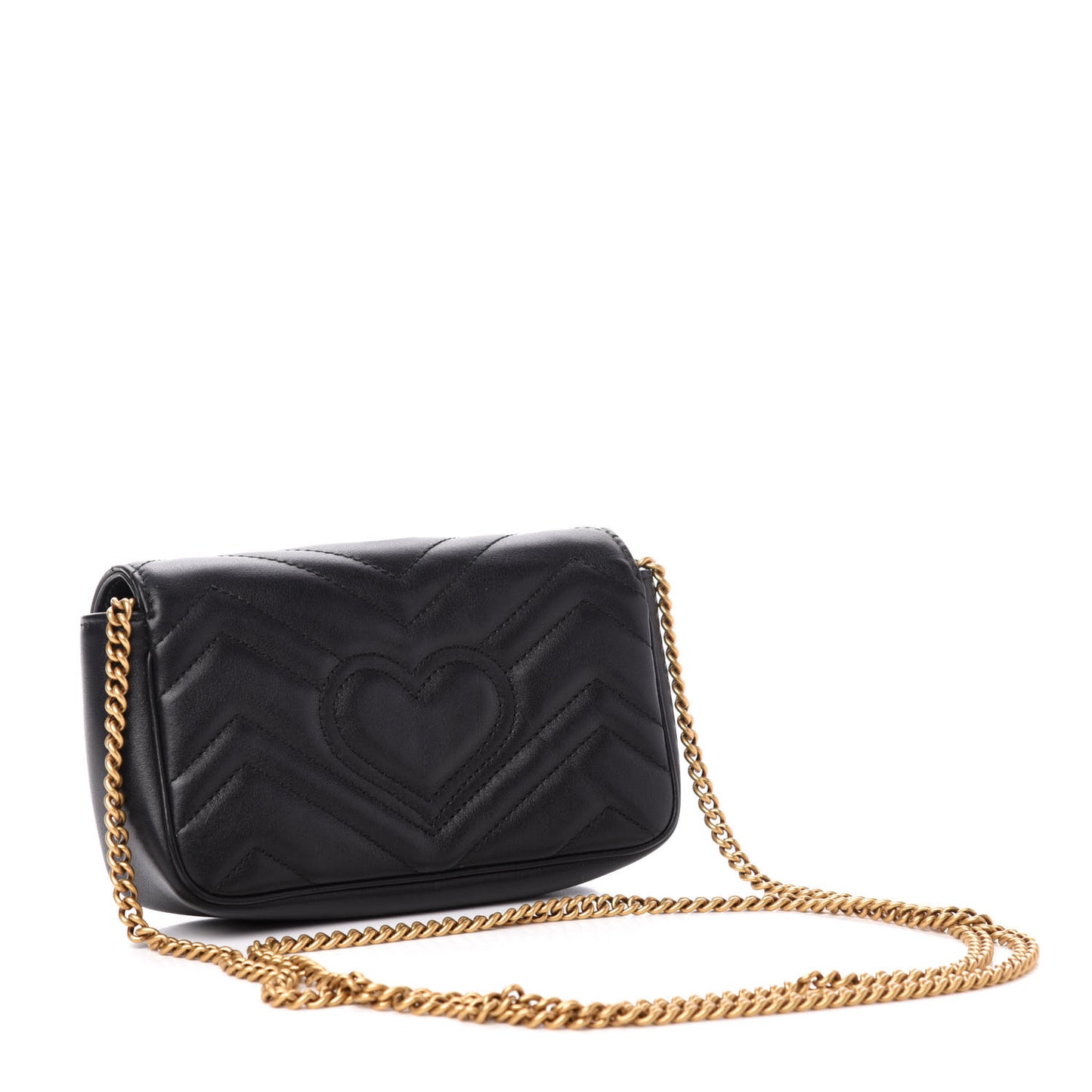 Calfskin Matelasse Super Mini GG Marmont Shoulder Bag Black