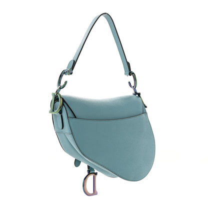 Christian Dior Grained Calfskin Saddle Bag Azure Blue 3 of 10