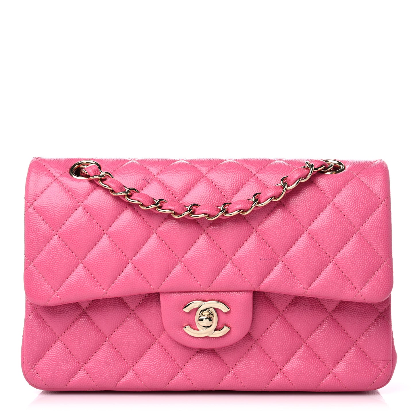 Caviar Quilted Small Double Flap Pink