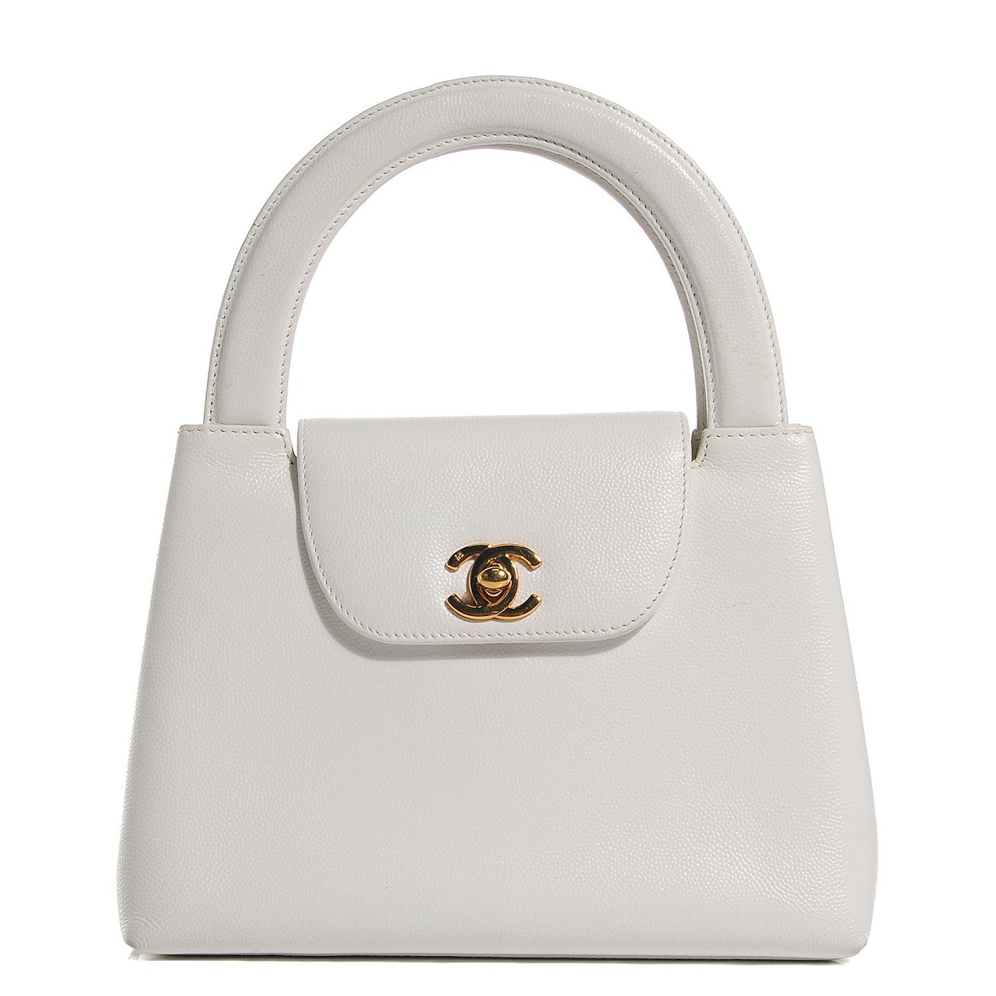 Caviar Small Kelly Flap Bag White