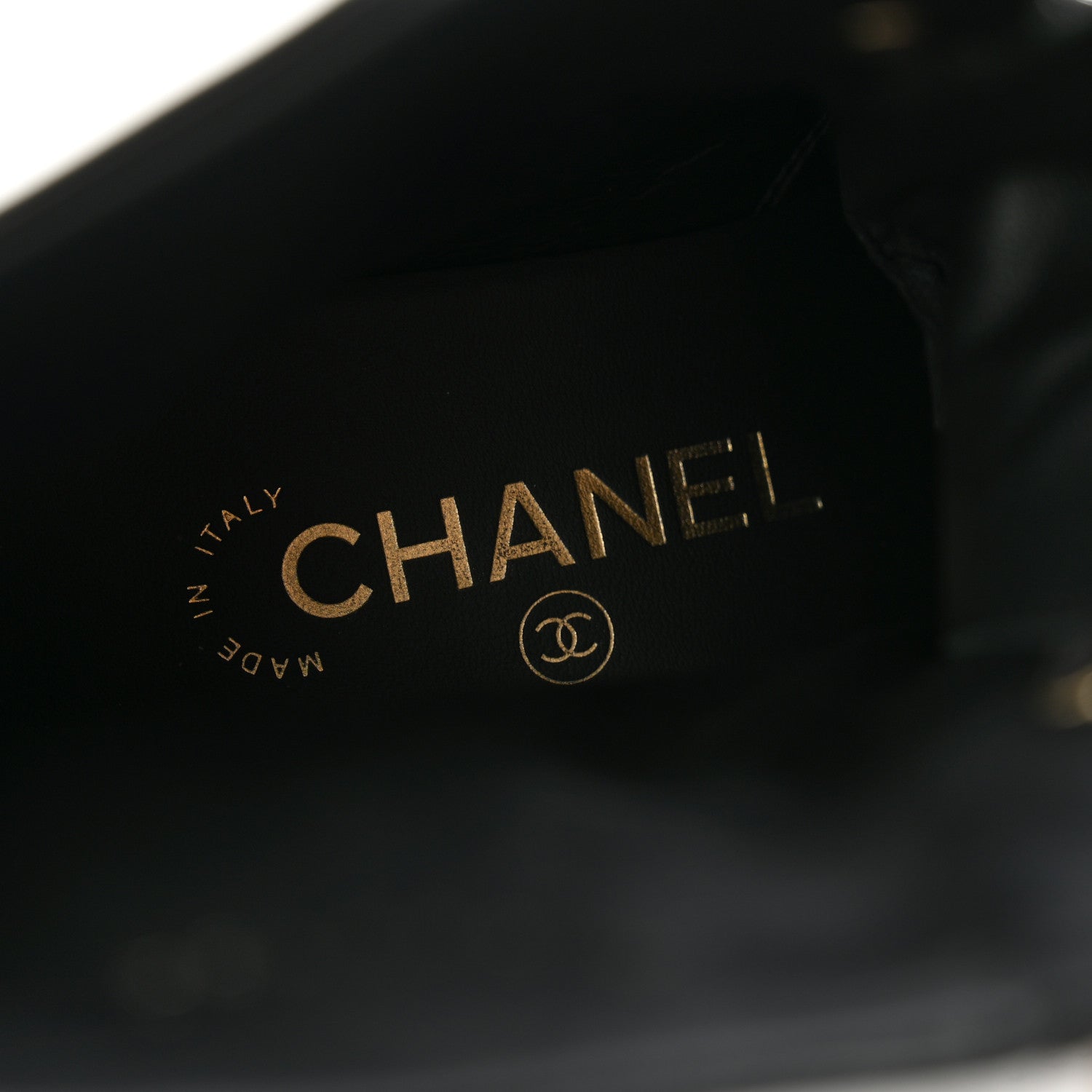 Chanel Shiny Goatskin Cap Toe Combat Boots 36.5 Black 7 of 10