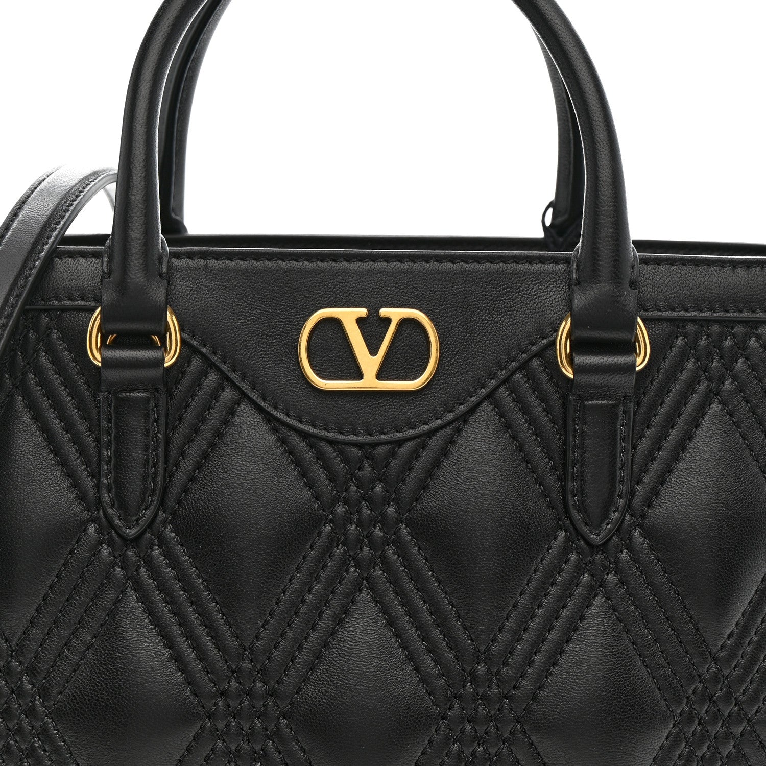 Valentino Garavani Calfskin Quilted Vlogo Small Top Handle Shoulder Bag Black 7 of 10