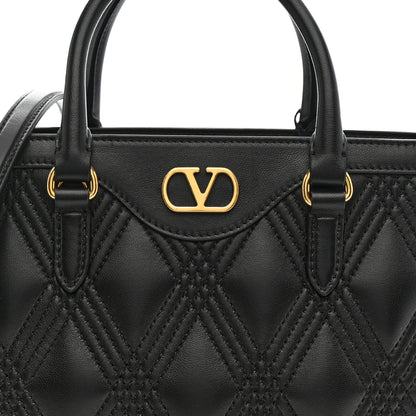 Valentino Garavani Calfskin Quilted Vlogo Small Top Handle Shoulder Bag Black 7 of 10