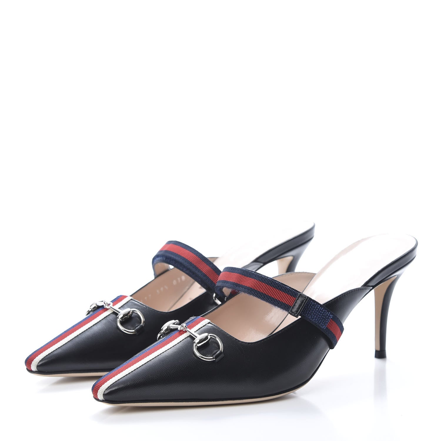 Gucci Malaga Kid Sylvie Web Cross Strap Mid-Heel Slides 39.5 Black 3 of 8