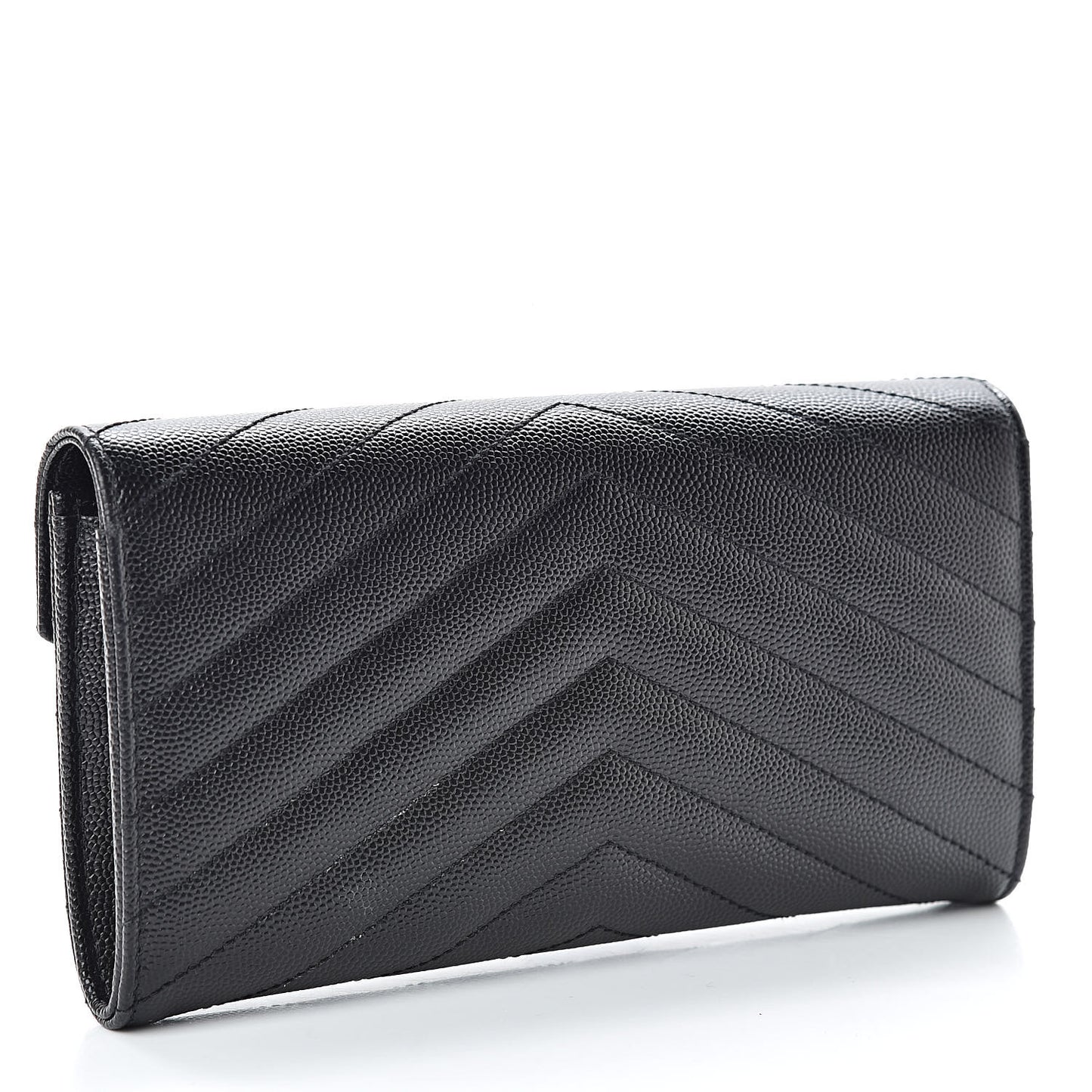 Grain De Poudre Matelasse Chevron Monogram Flap Wallet Black