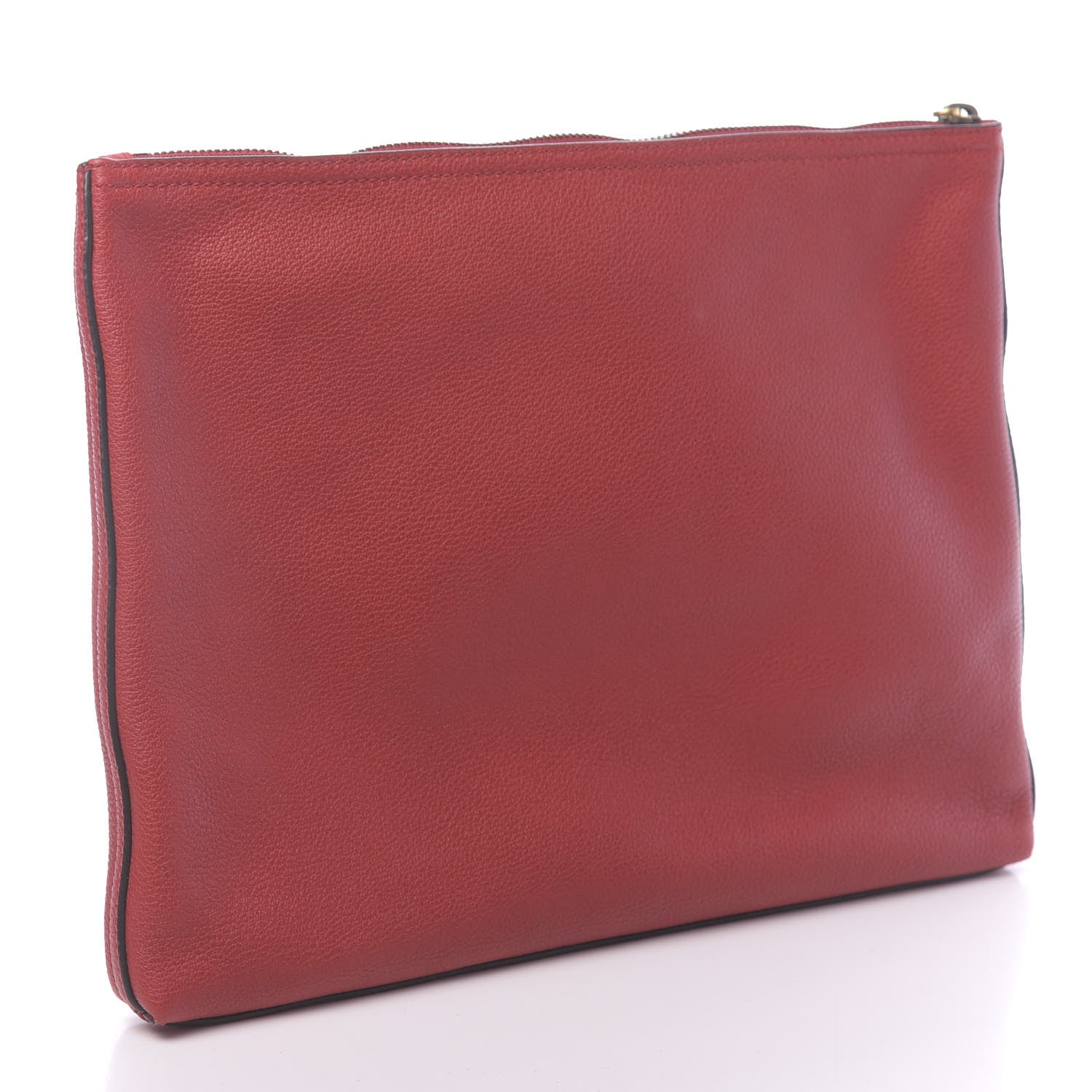 Gucci Pebbled Calfskin Medium Logo Portfolio Clutch Hibiscus Red 3 of 10