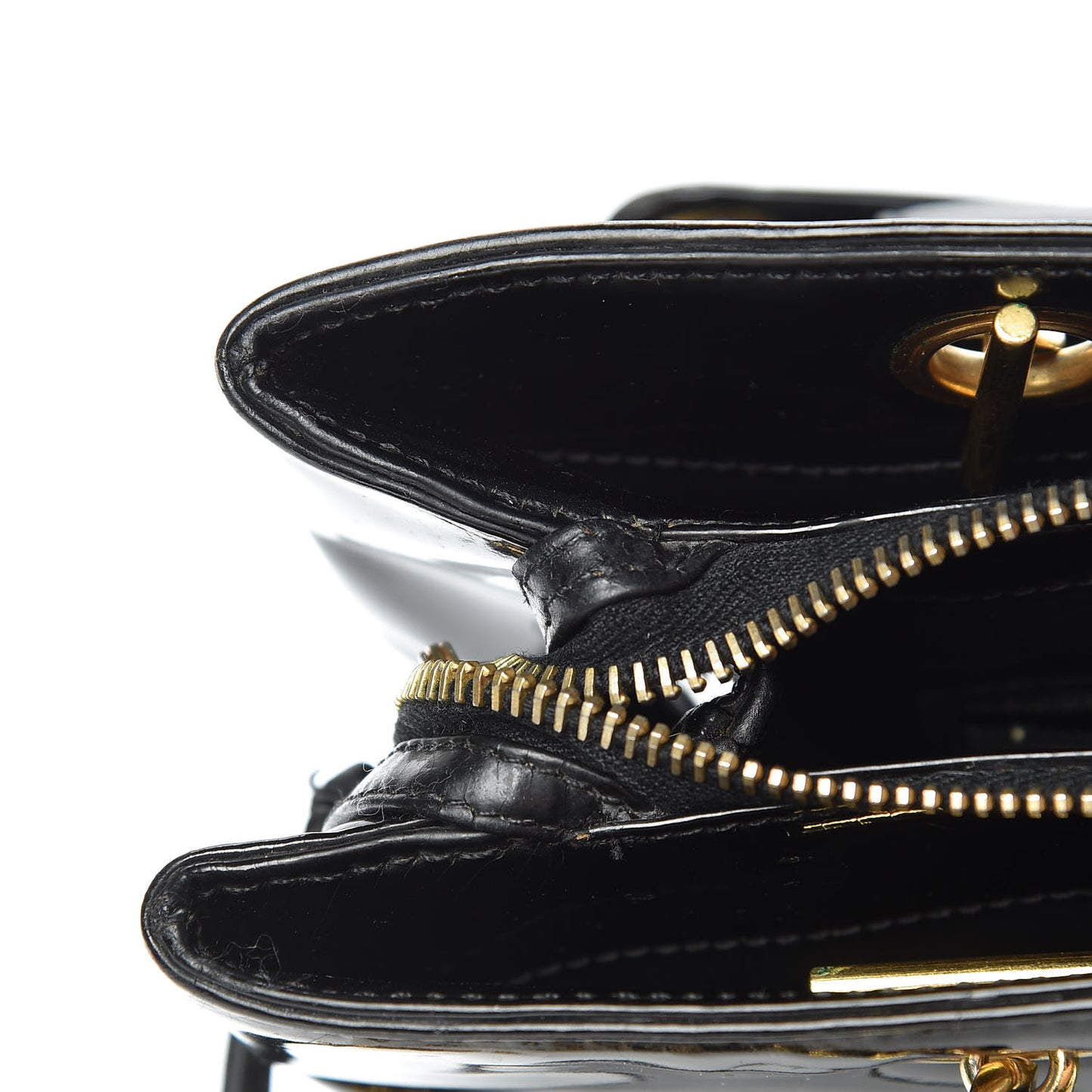 Patent Flap Shoulder Bag Black