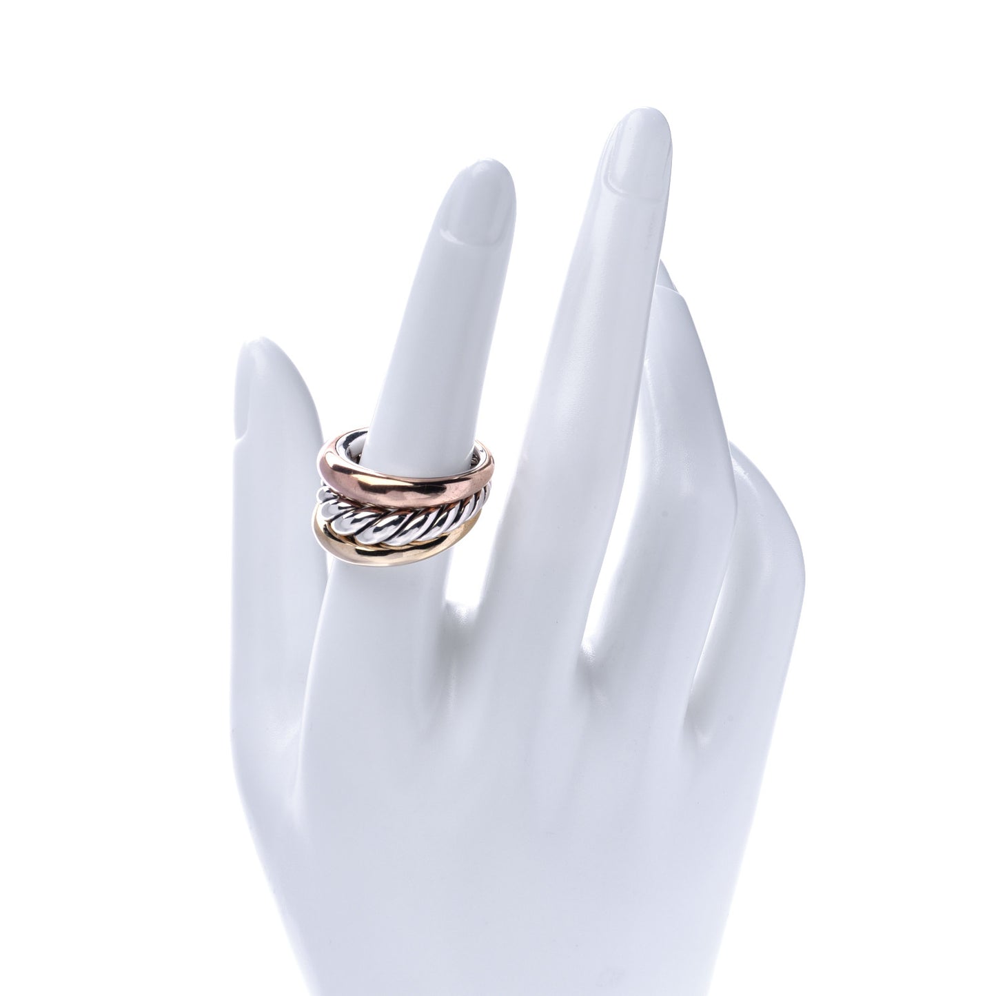 Sterling Silver Bronze Brass Pure Form Three-Row Ring 54 7