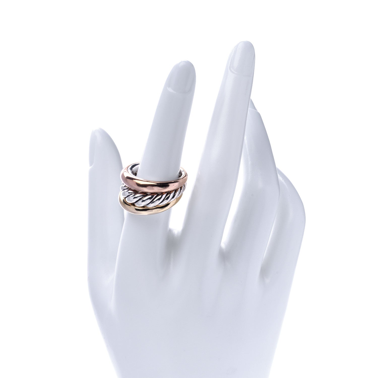 David Yurman Sterling Silver Bronze Brass Pure Form Three-Row Ring 54 7 2 of 7