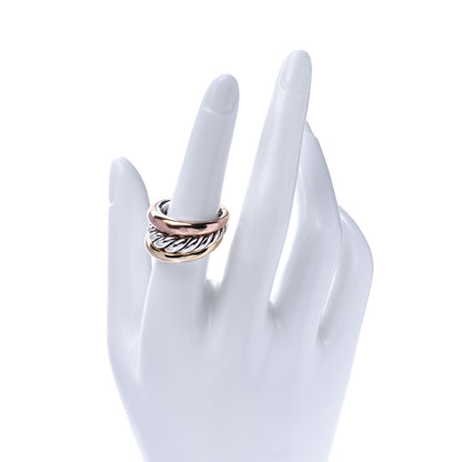 David Yurman Sterling Silver Bronze Brass Pure Form Three-Row Ring 54 7 2 of 7