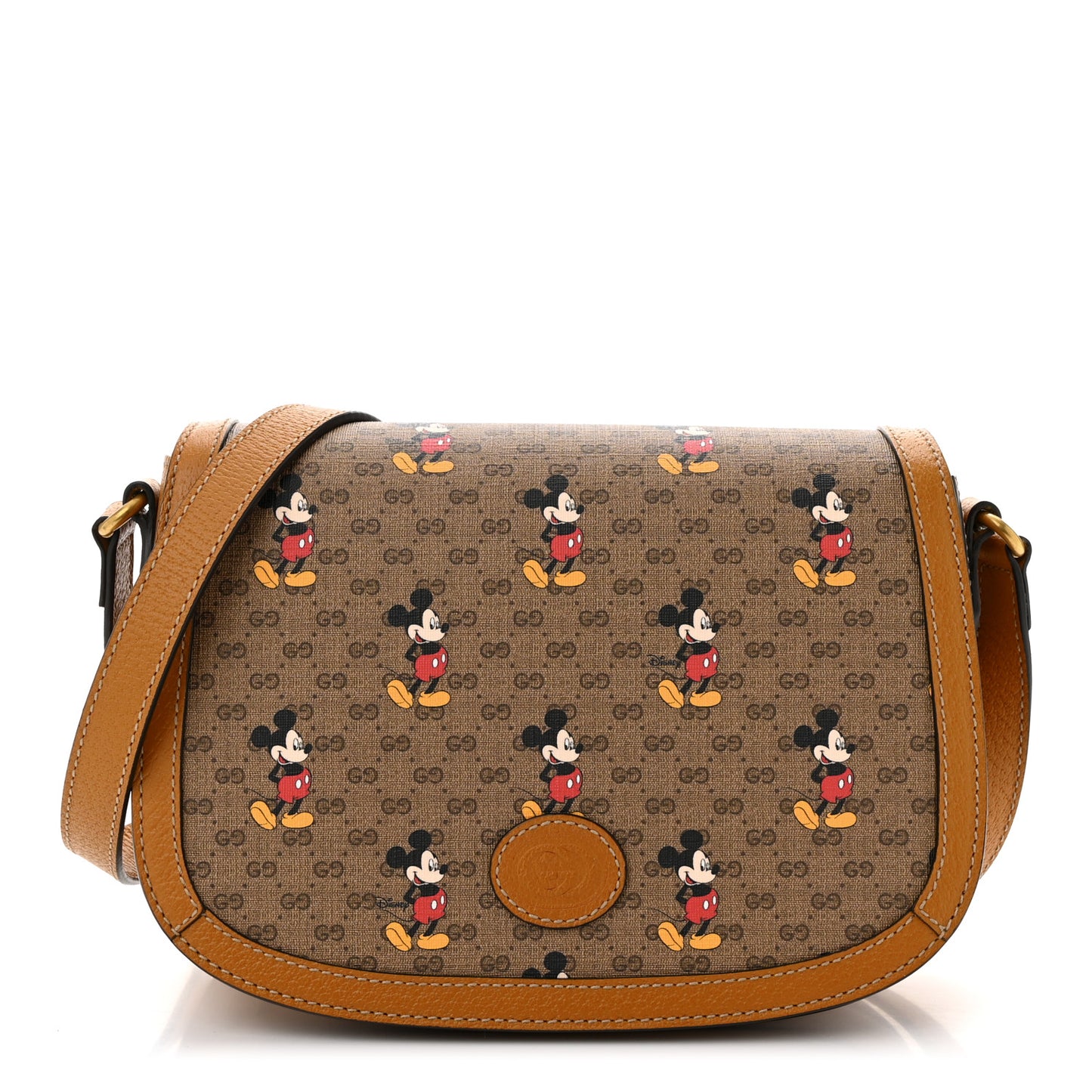 X DISNEY Mini Vintage GG Supreme Monogram Mickey Mouse Small Flap Messenger Bag Beige Vintage Sun Oil