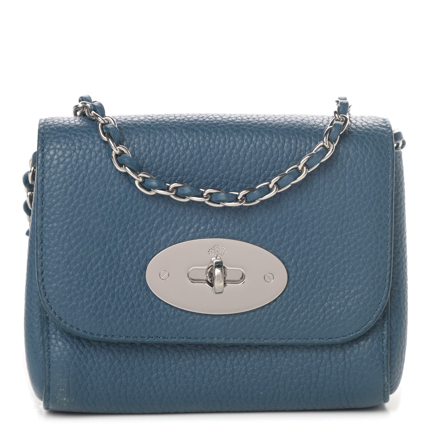Small Classic Grain Calfskin Mini Lily Steel Blue