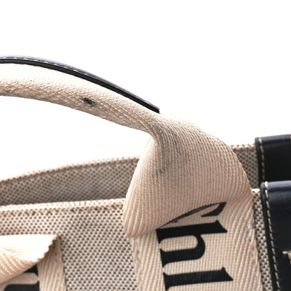 Chloe Cotton Calfskin Small Woody Ribbon Tote White Blue 14 of 14