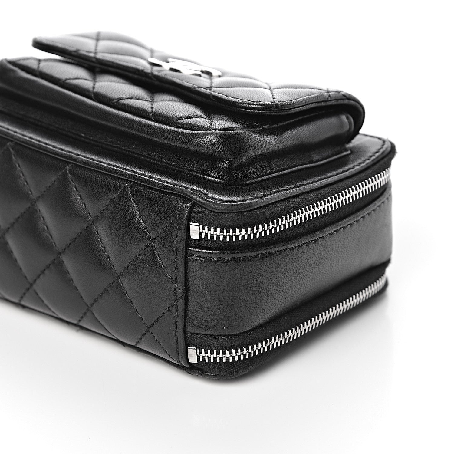 Chanel Lambskin Quilted Small Pocket Box Camera Case Black 10 of 12