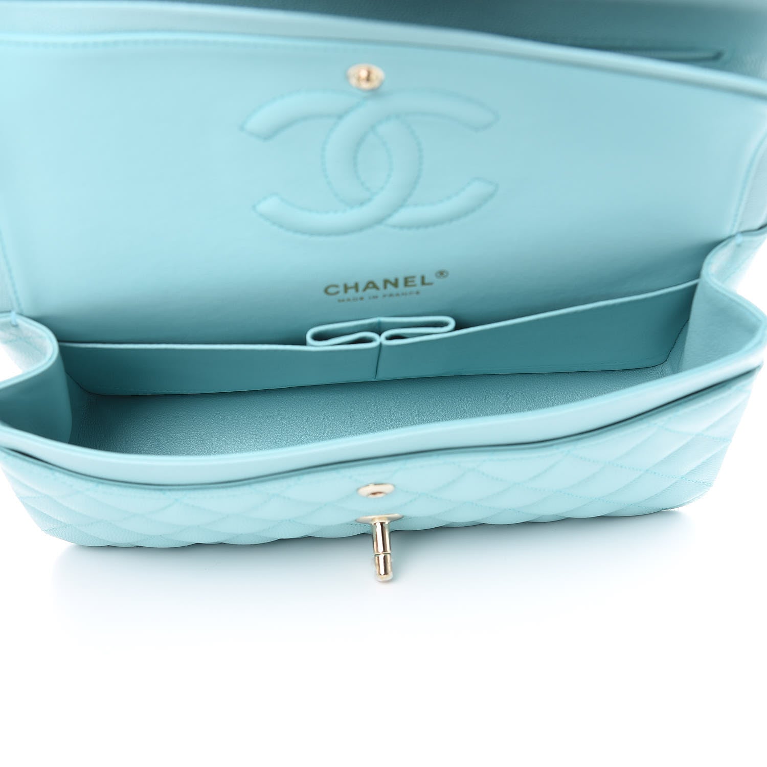Chanel Caviar Quilted Medium Double Flap Light Blue 5 of 10