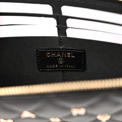 Chanel Lambskin Quilted All About Chanel Charm Wristlet Wallet Black 6 of 13