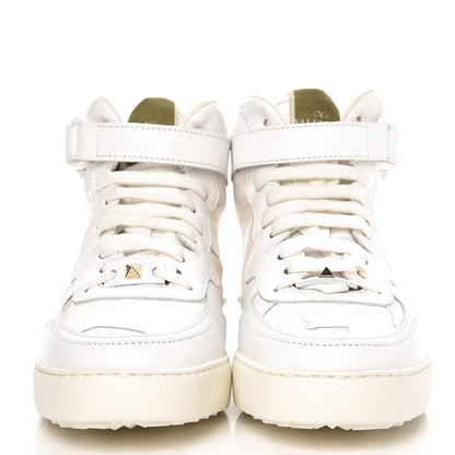 Valentino Garavani Calfskin Rockstud High Top Sneakers 39.5 White 3 of 11