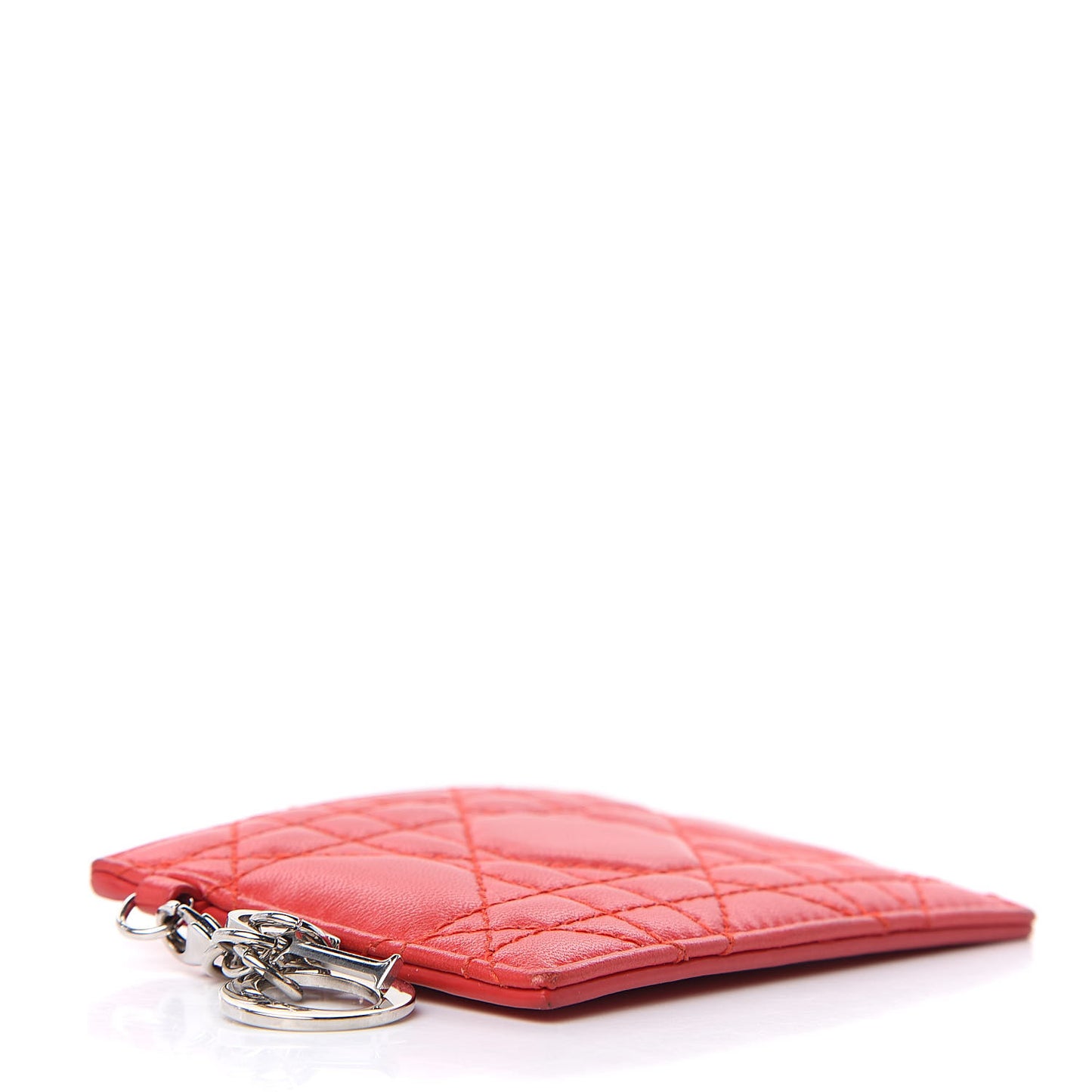 Lambskin Cannage Lady Dior Card Holder Red