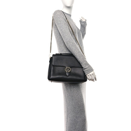 Gucci Dollar Calfskin Medium Interlocking G Top Handle Shoulder Bag Black 2 of 14