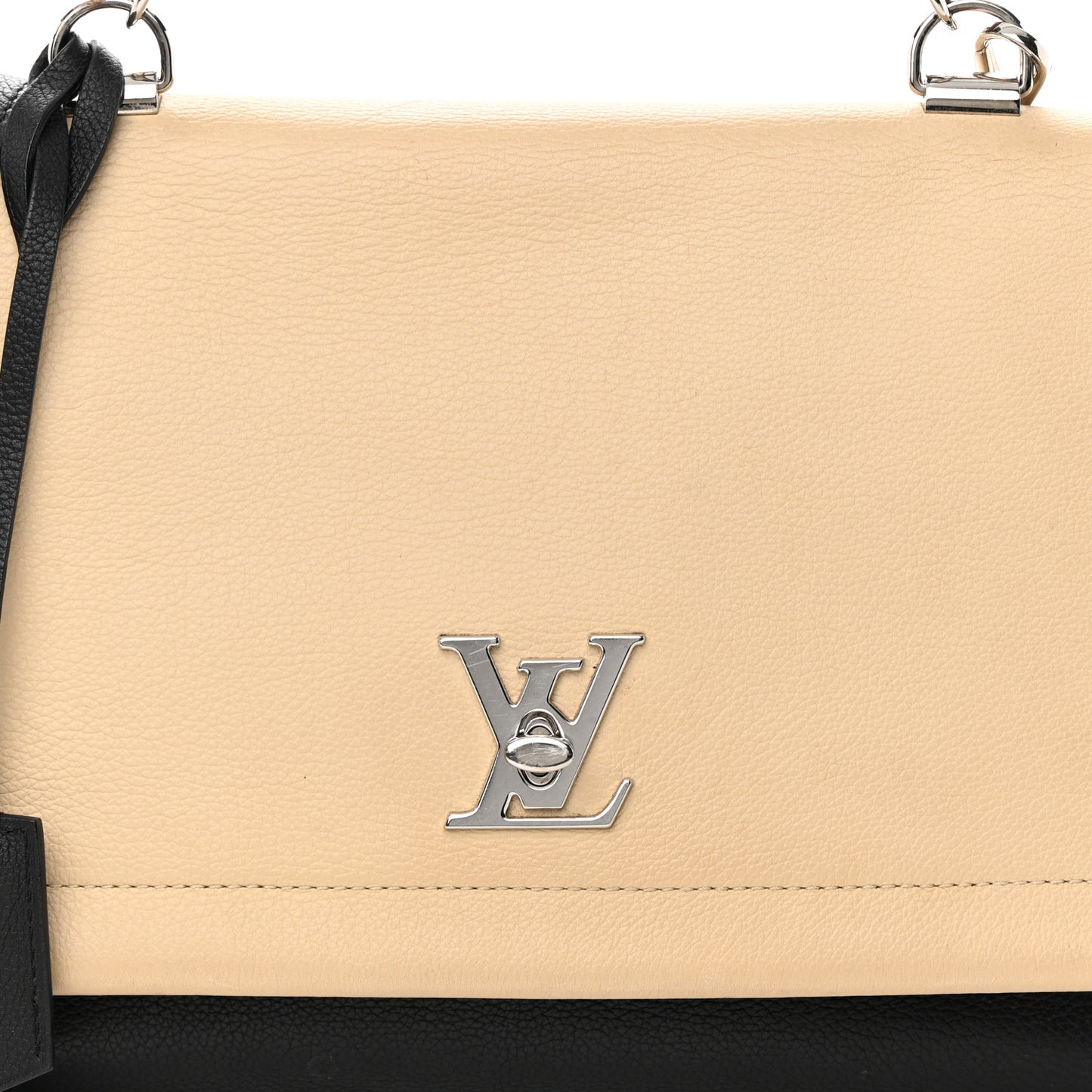 Soft Calfskin Lockme II Top Handle Vanille Black