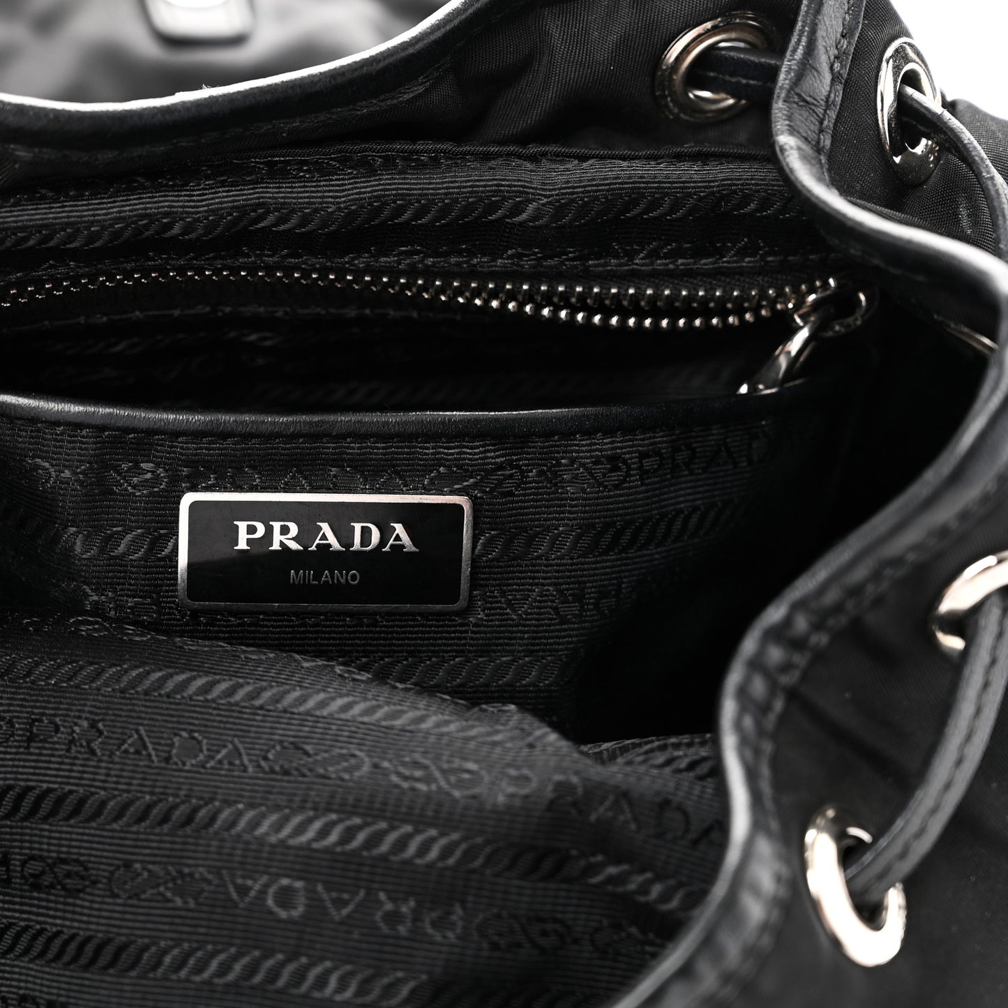 Tessuto Nylon Soft Calfskin Backpack Black