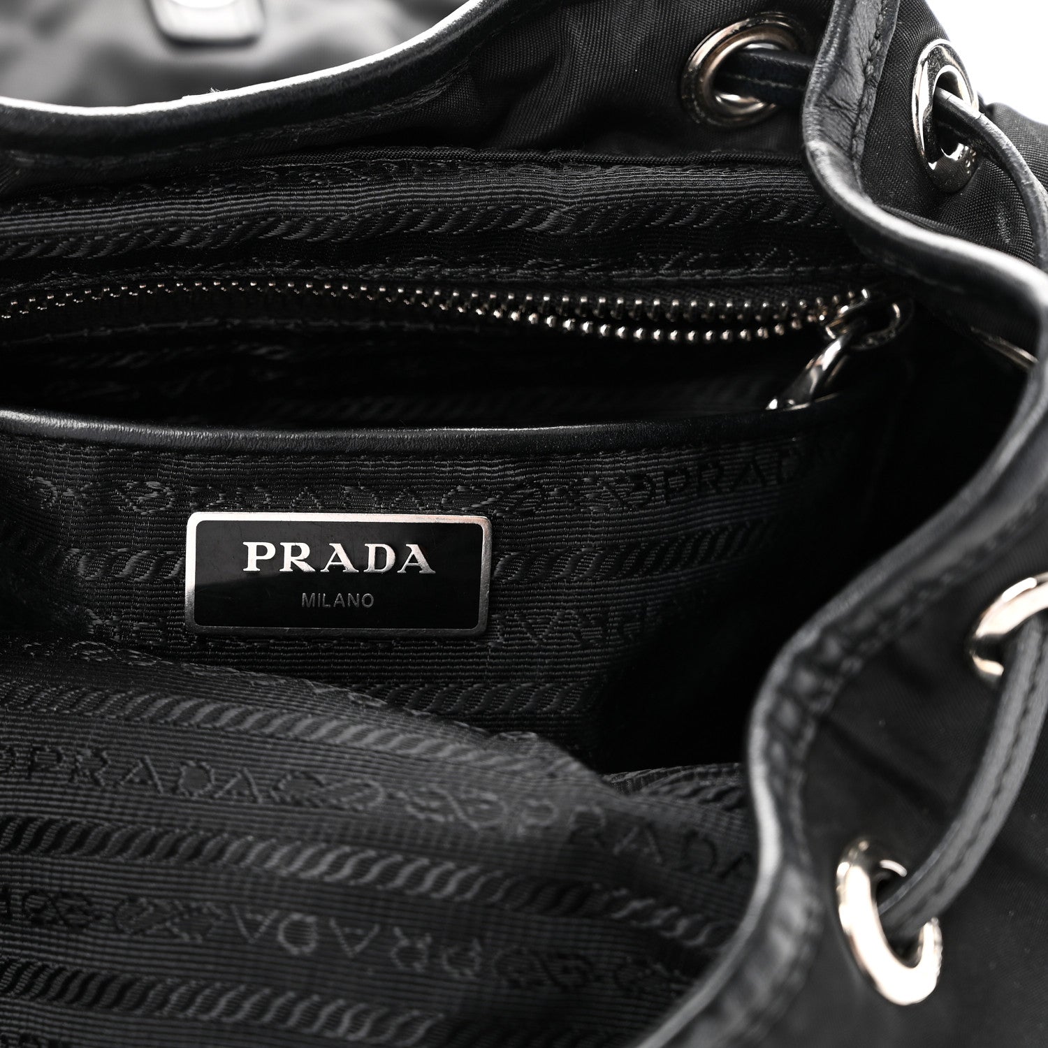 Prada Tessuto Nylon Soft Calfskin Backpack Black 7 of 10