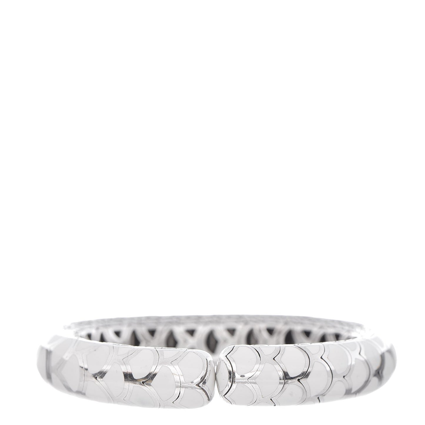 Sterling Silver Enamel Slim Flex Naga Cuff Bracelet White