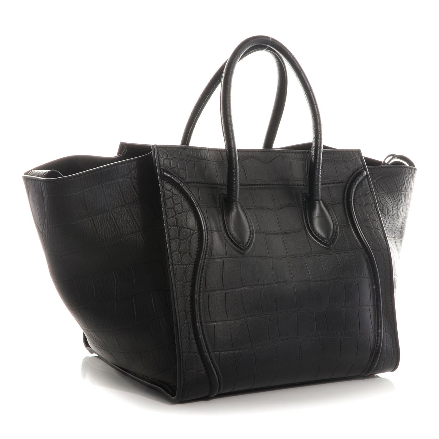 Crocodile Embossed Small Phantom Luggage Black