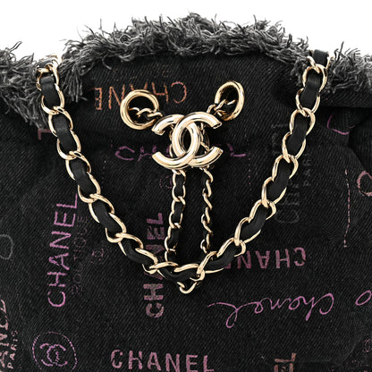 Chanel Denim Quilted Mood Small Bucket With Chain Black Multicolor 8 of 10