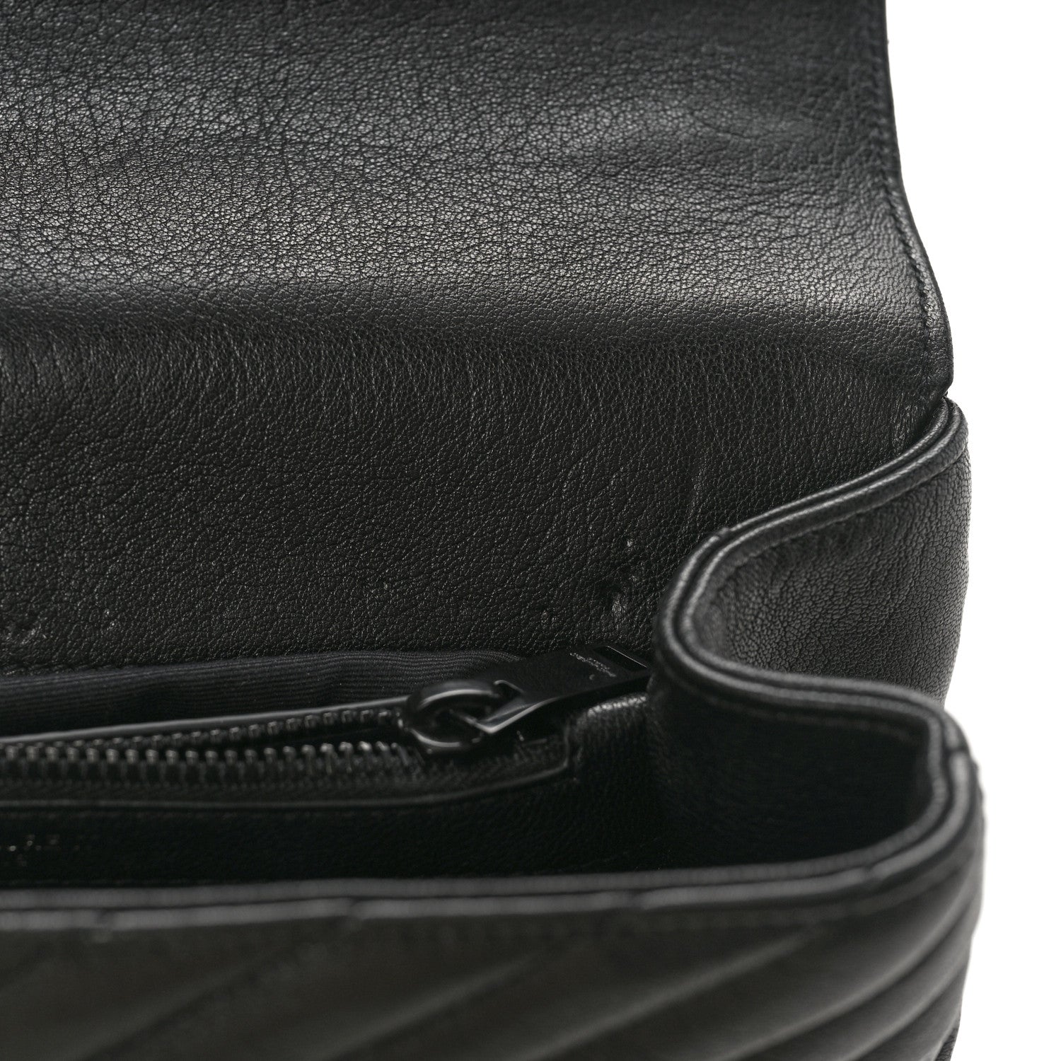 Saint Laurent Sheepskin Matelasse Chevron Monogram Monochrome Medium College Bag Black 11 of 12