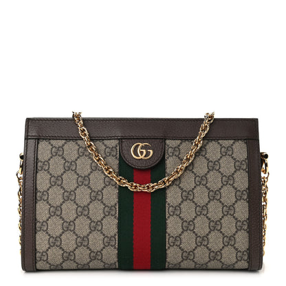 Gucci GG Supreme Monogram Web Small Ophidia Chain Shoulder Bag Brown 1 of 9