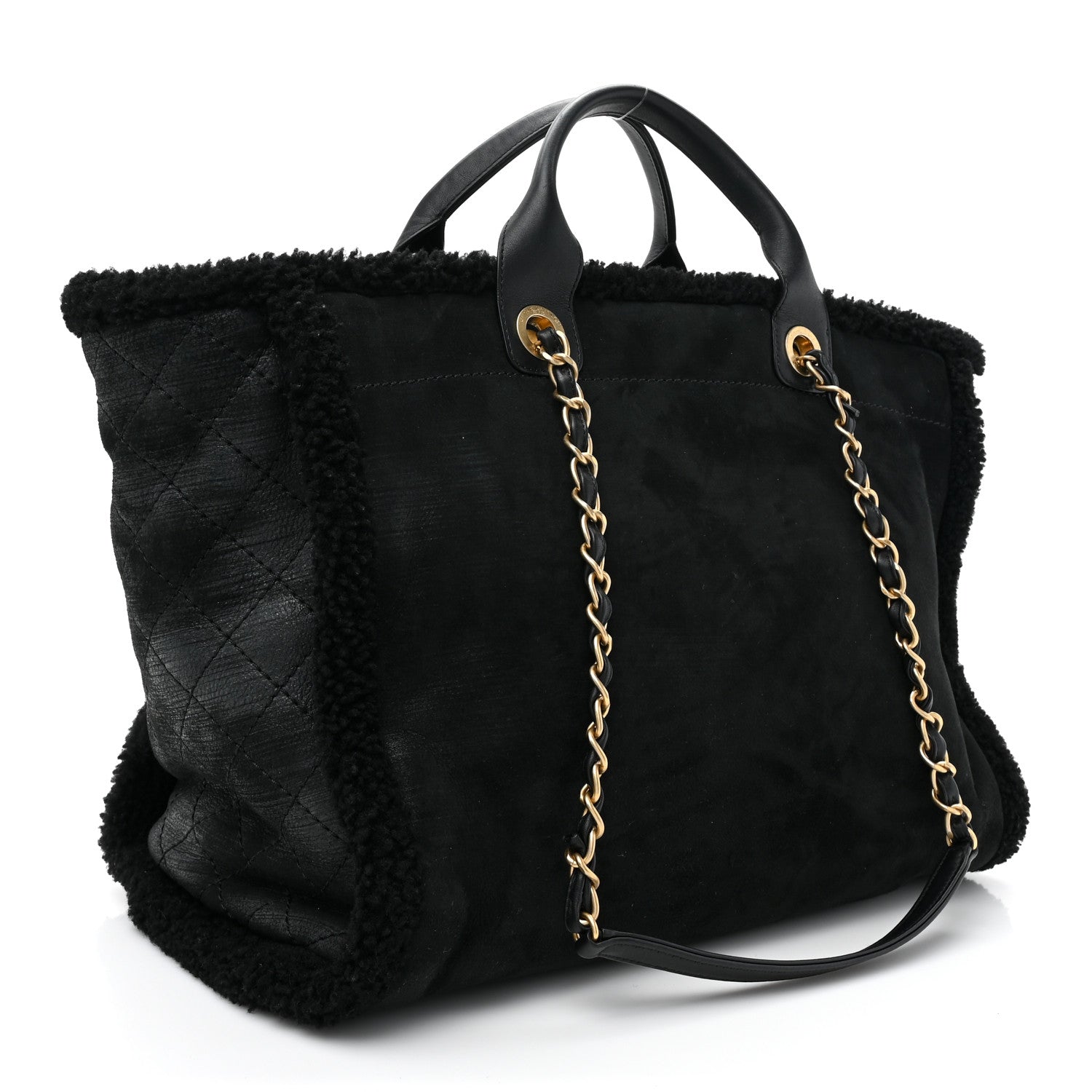Chanel Shearling Medium Deauville Tote Black 3 of 11