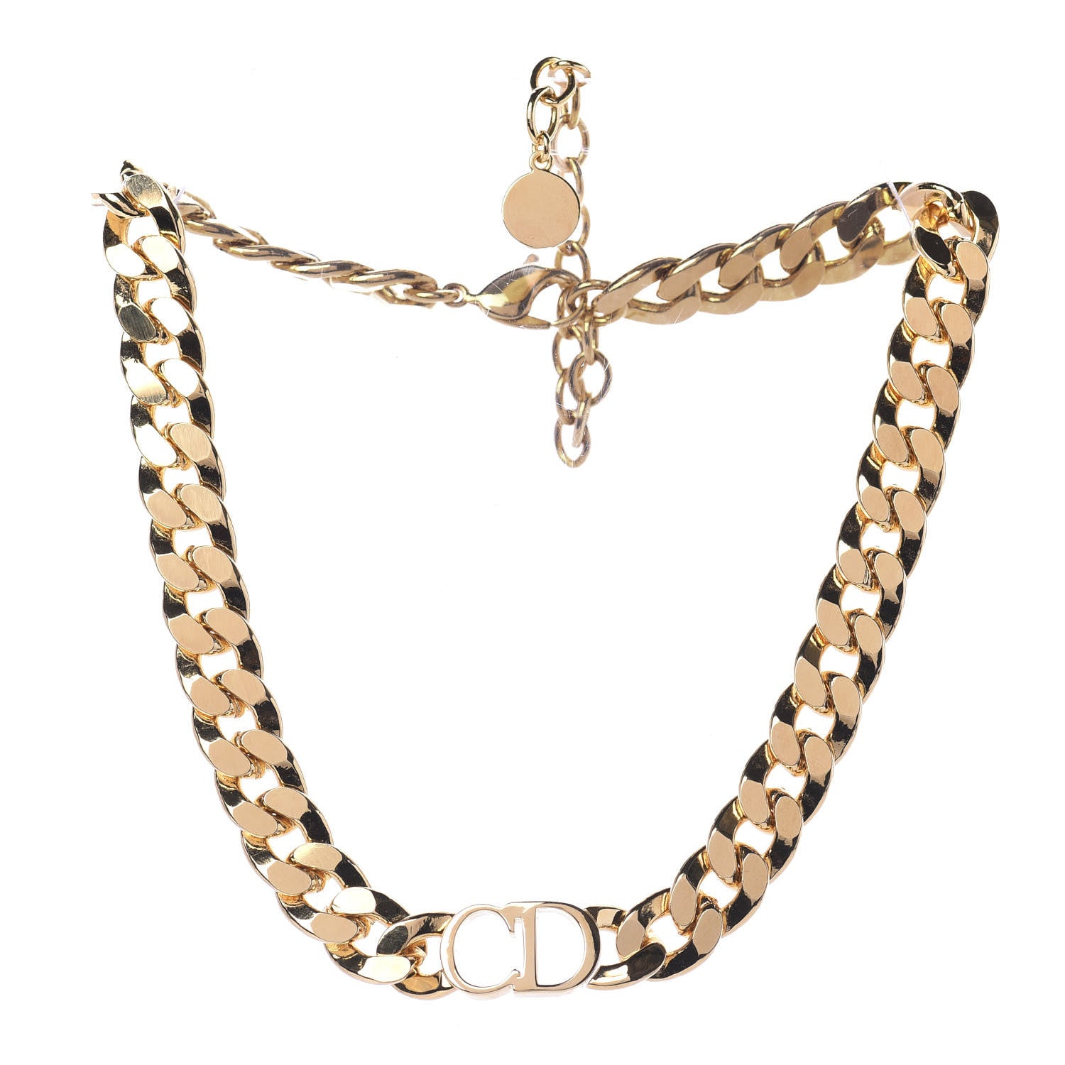 Christian Dior Metal Danseuse Etoile Chain Choker Necklace Gold 1 of 7