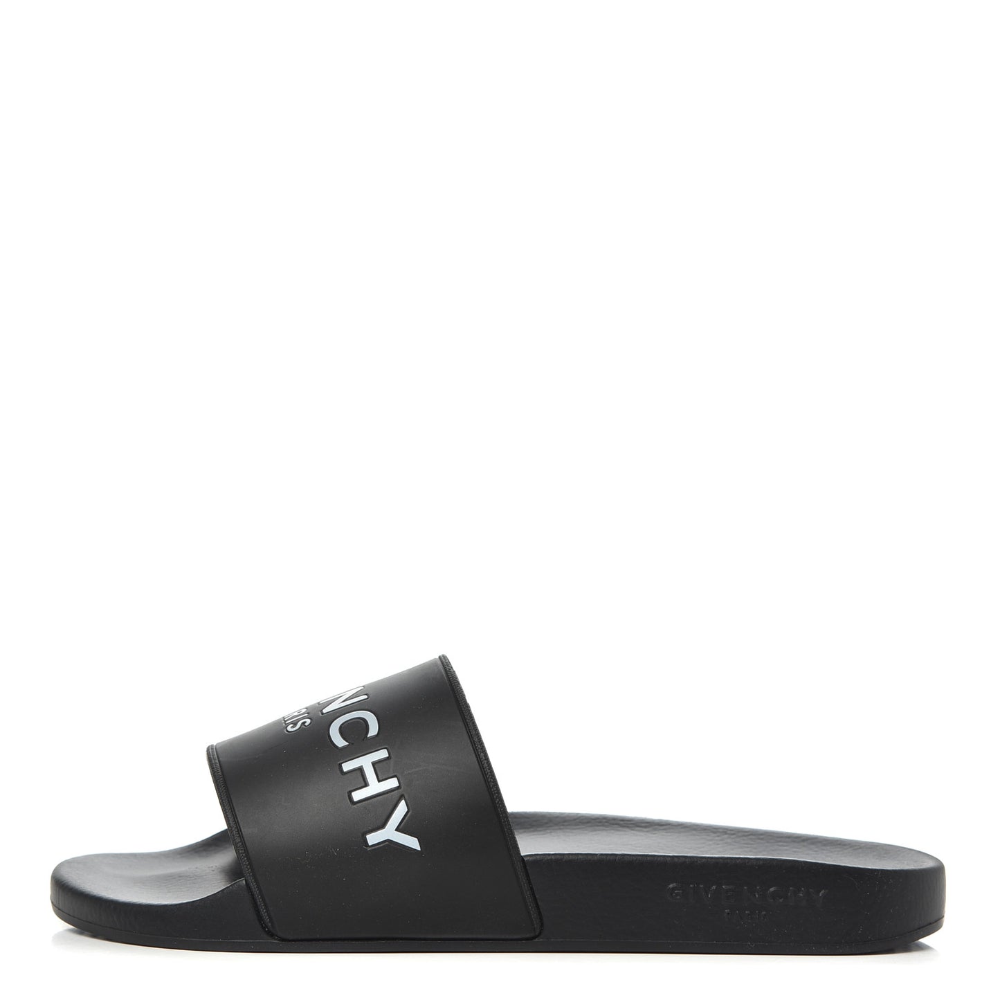Rubber Logo Mens Pool Slide Sandals 41 Black