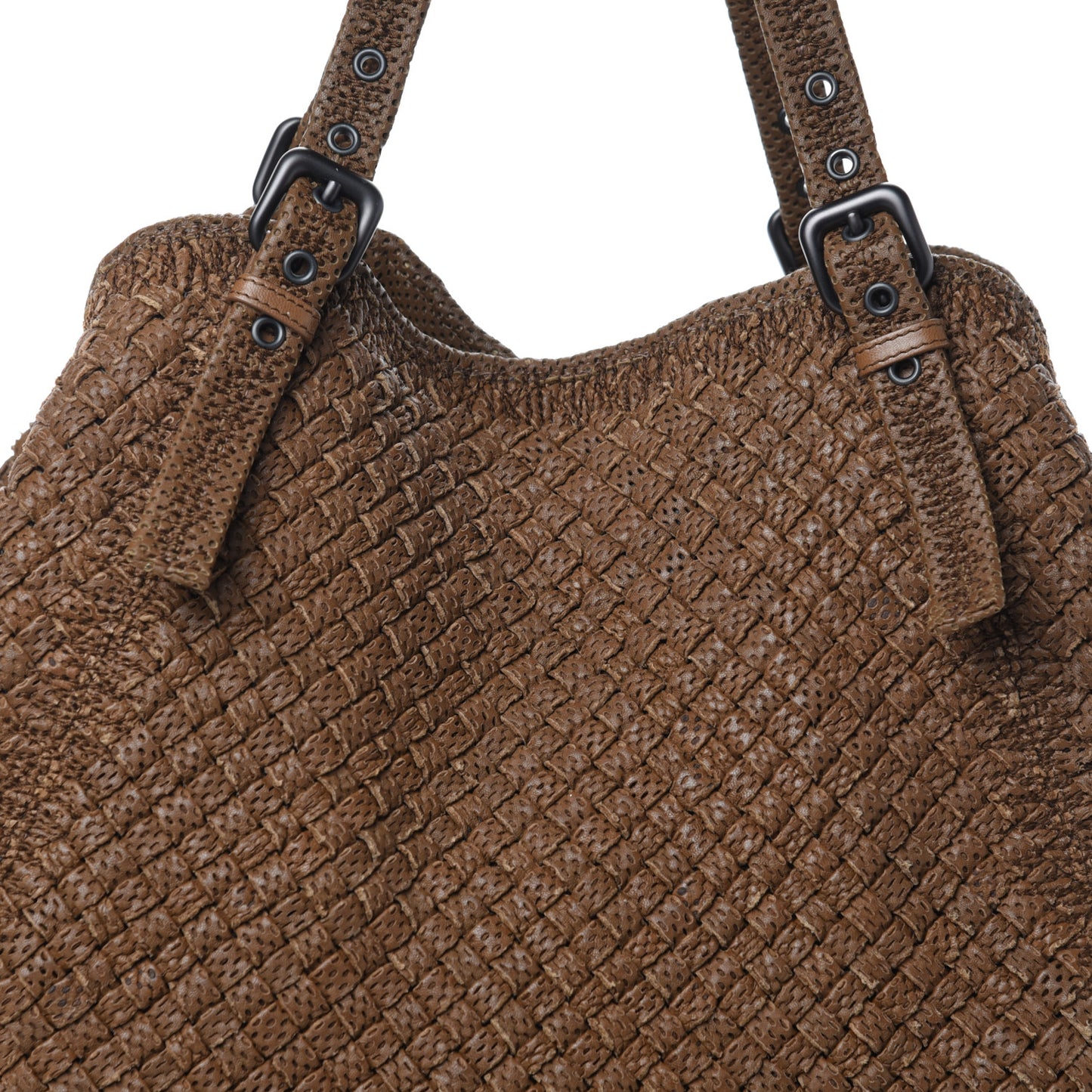 Nappa Intrecciato Perforated Tote Noce
