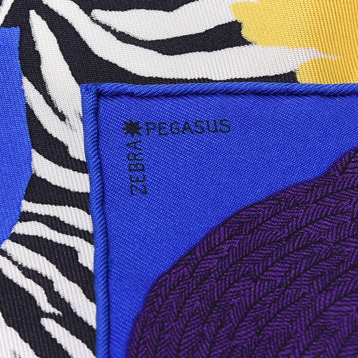 Hermes Silk Zebra Pegasus Nano Scarf 20 Bleu Vif Jaune White 2 of 4