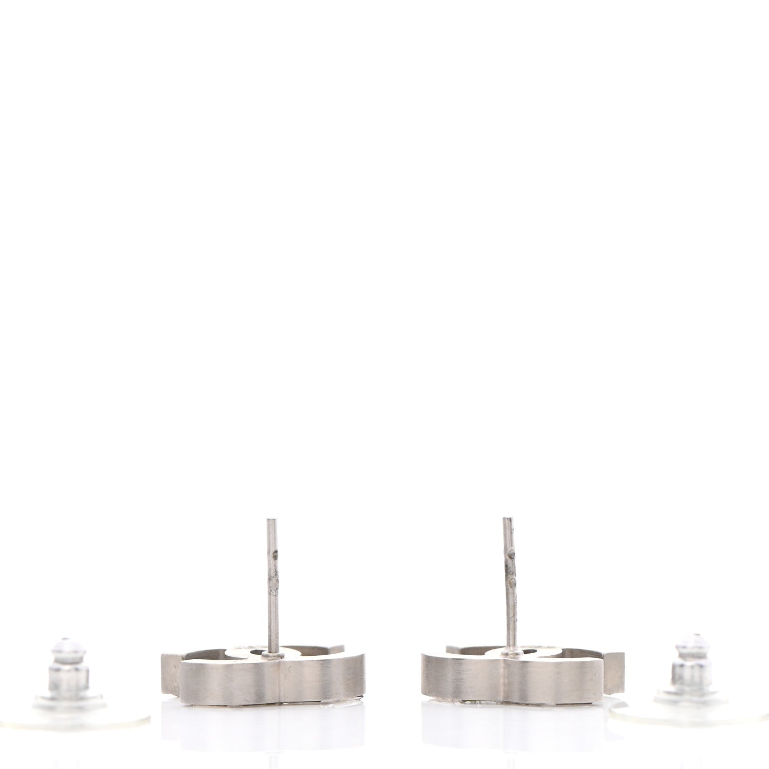 Chanel Baguette Crystal CC Earrings Silver 3 of 5