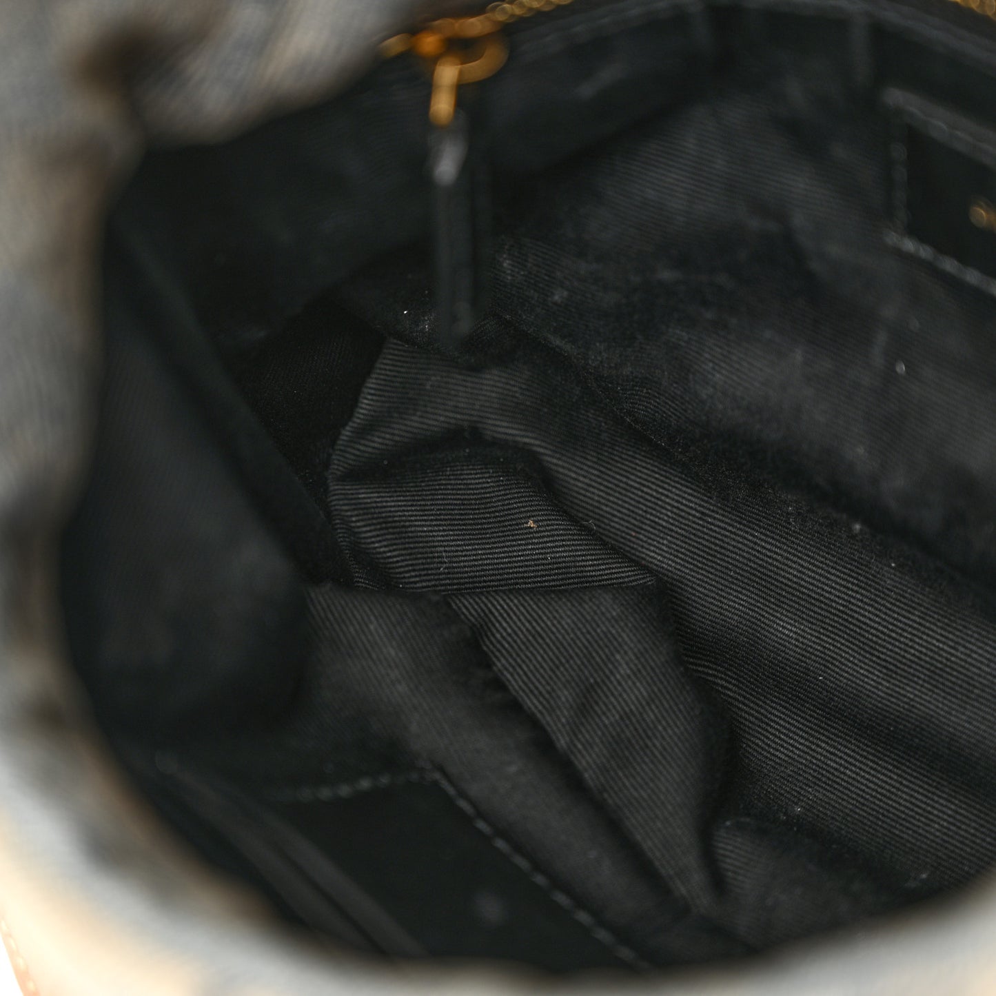 SAINT LAURENT Denim Quilted Toy Loulou Puffer Monogram Chain Satchel Blue Cinnamon