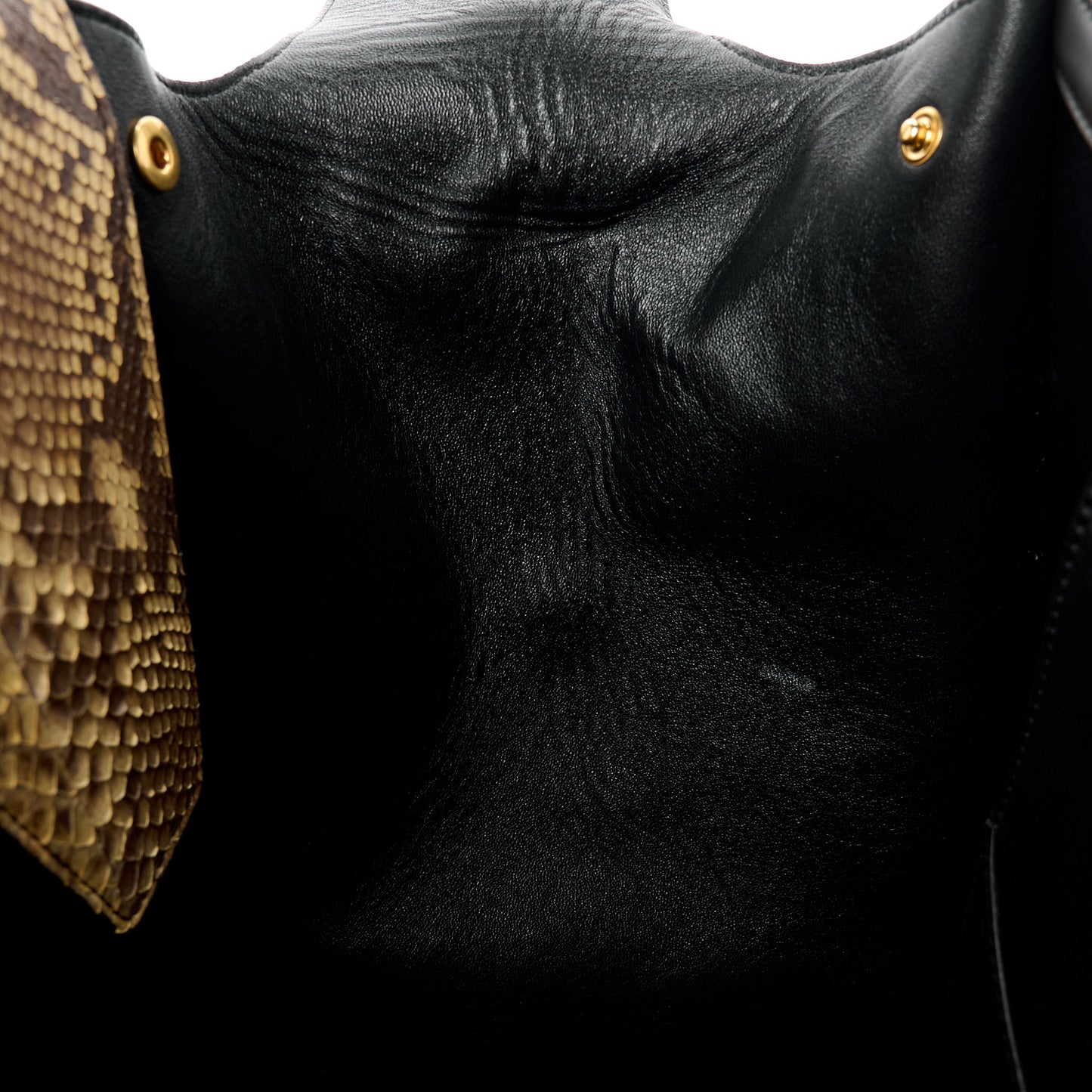 Snakeskin Calfskin Small Tie Knot Tote Black