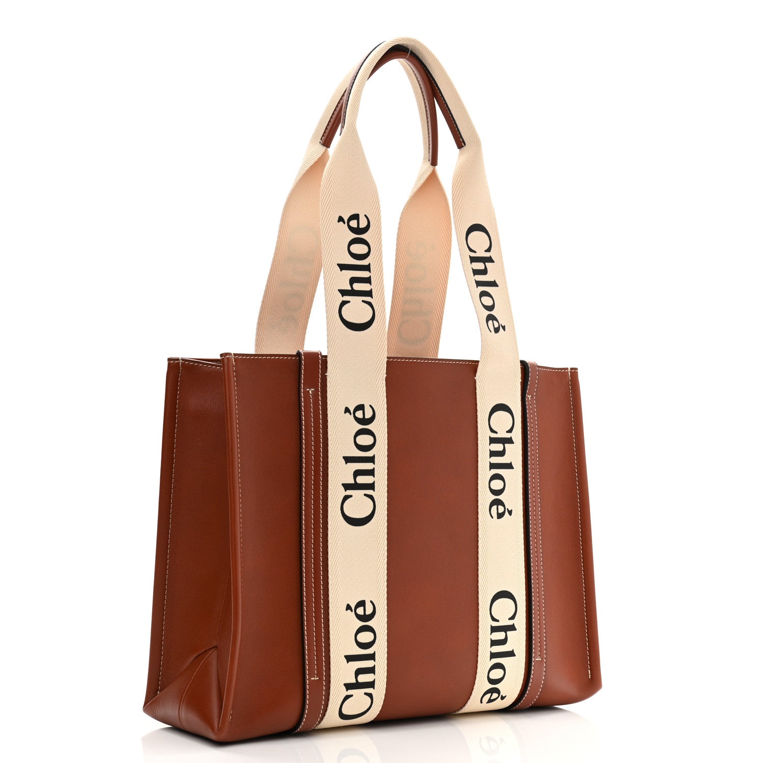 Chloe Calfskin Medium Woody Ribbon Tote Sepia Brown 3 of 11