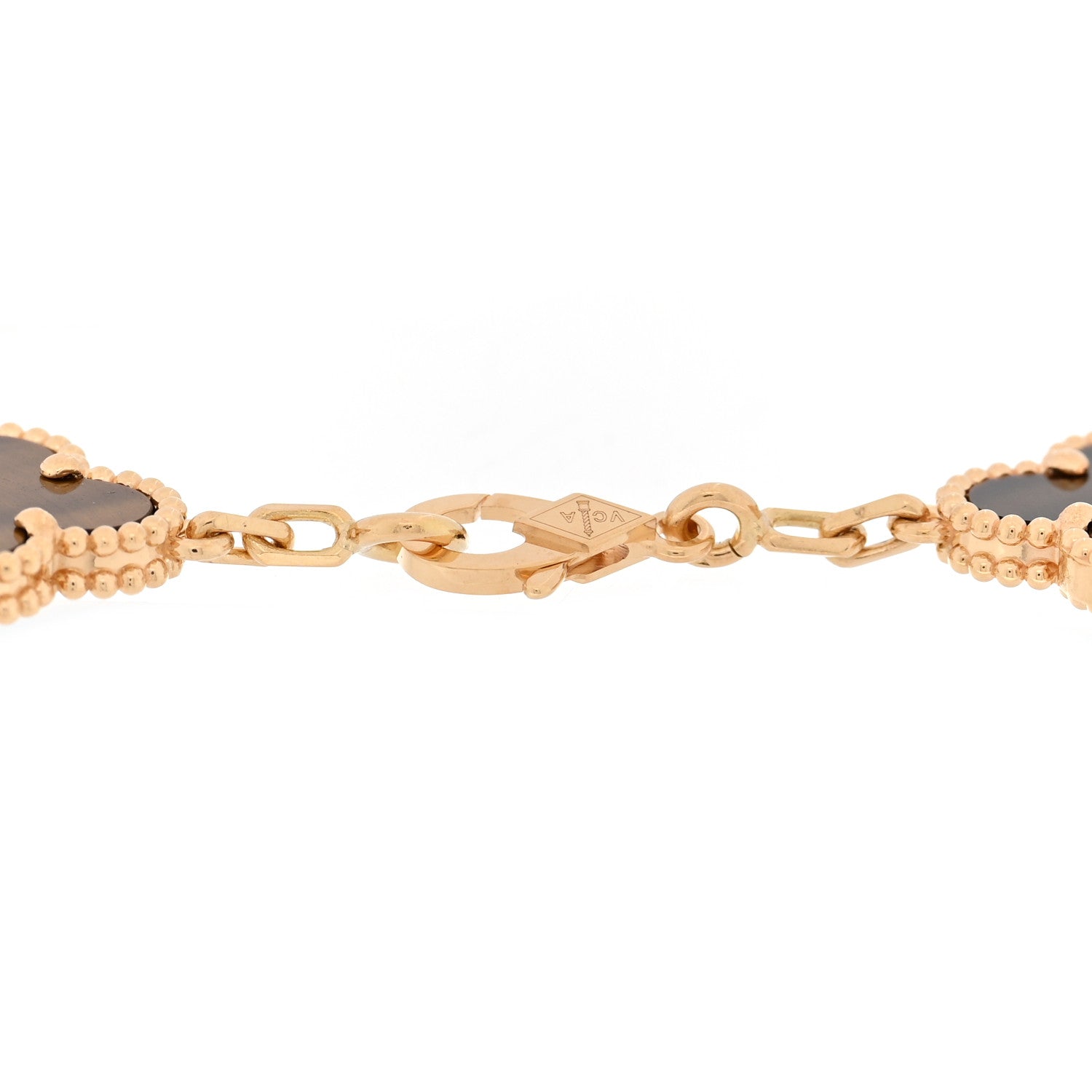 Van Cleef & Arpels 18K Yellow Gold Tiger Eye 5 Motifs Vintage Alhambra Bracelet 3 of 4