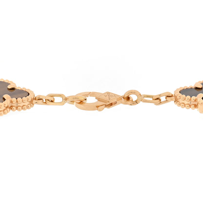 Van Cleef & Arpels 18K Yellow Gold Tiger Eye 5 Motifs Vintage Alhambra Bracelet 3 of 4