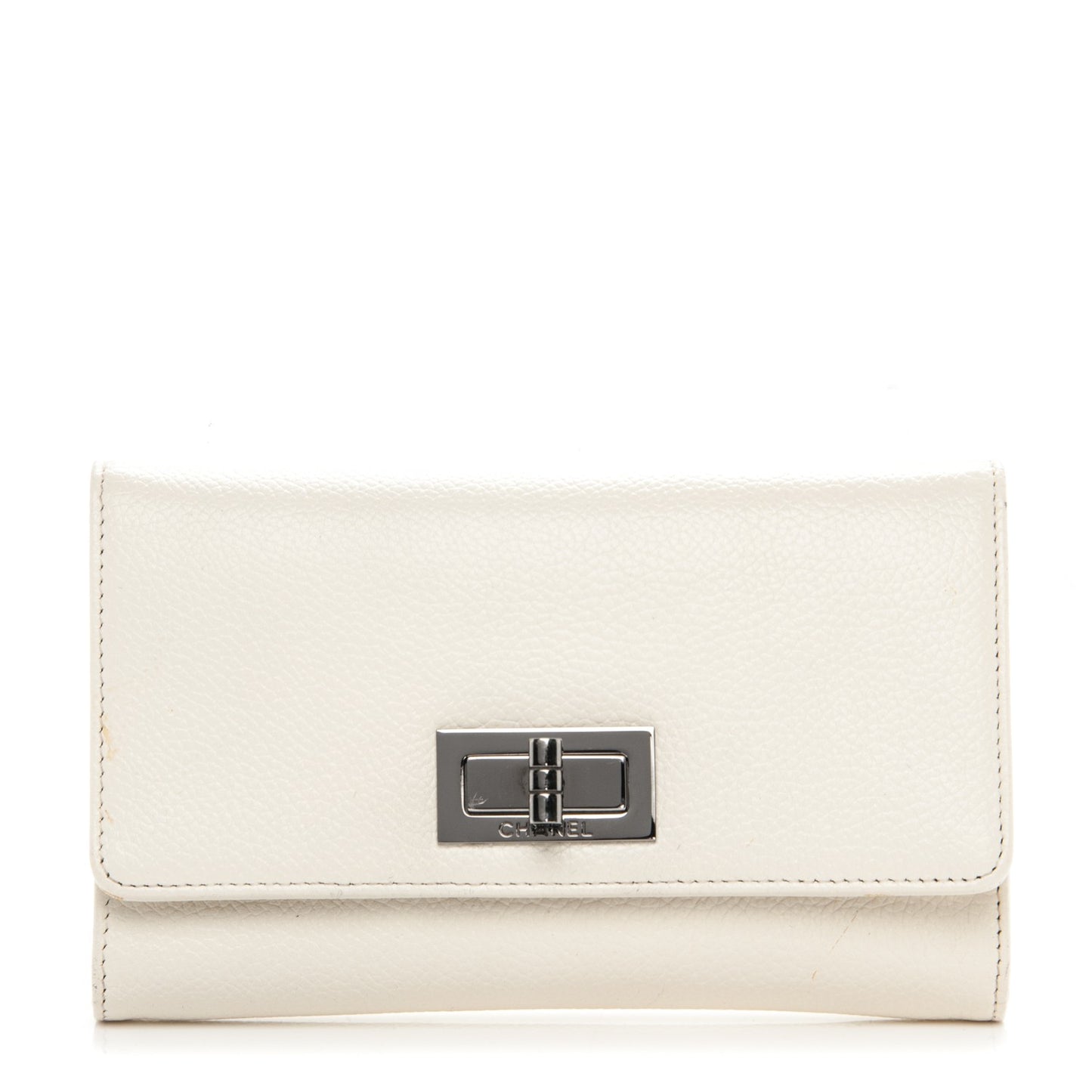 Calfskin Mademoiselle Clutch Wallet White