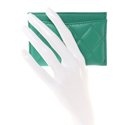 Chanel Lambskin Quilted Card Holder Green 2 of 9