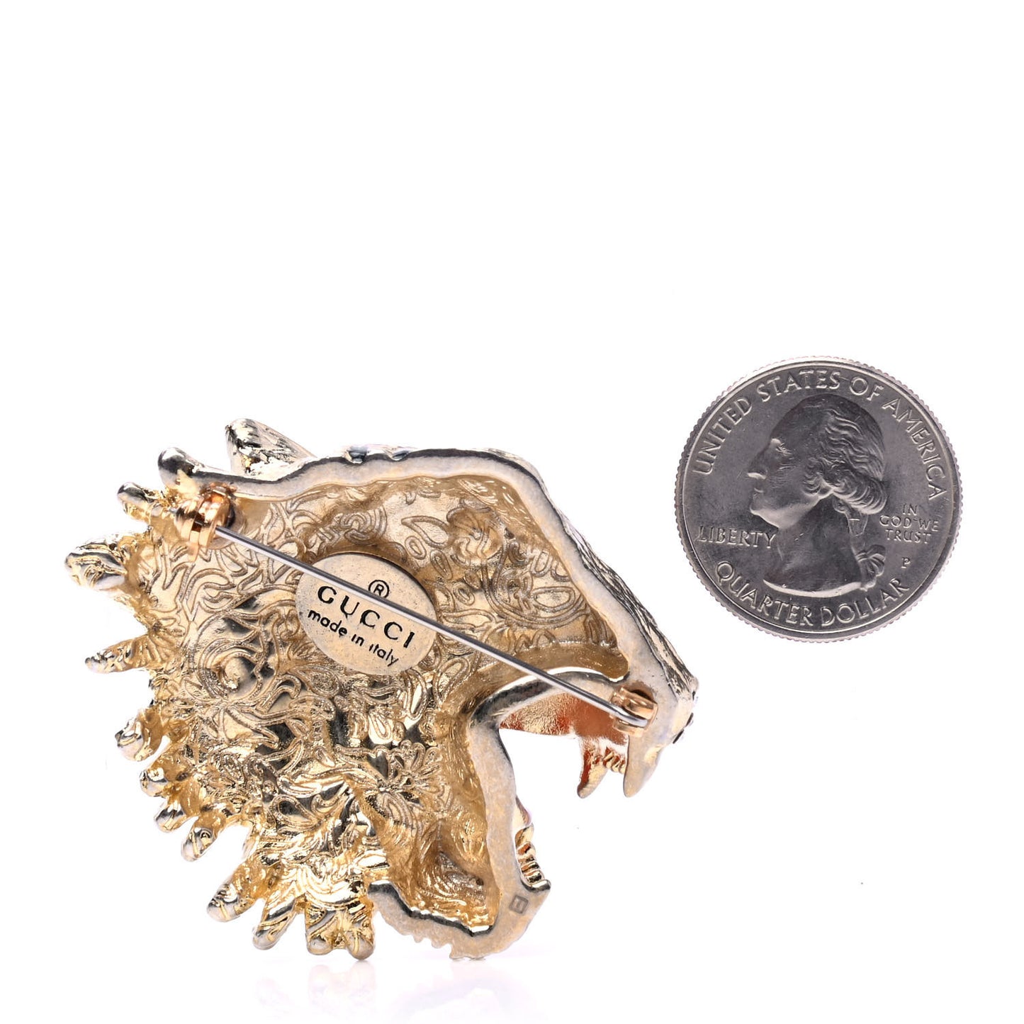 Metal Crystal Rajah Brooch Gold