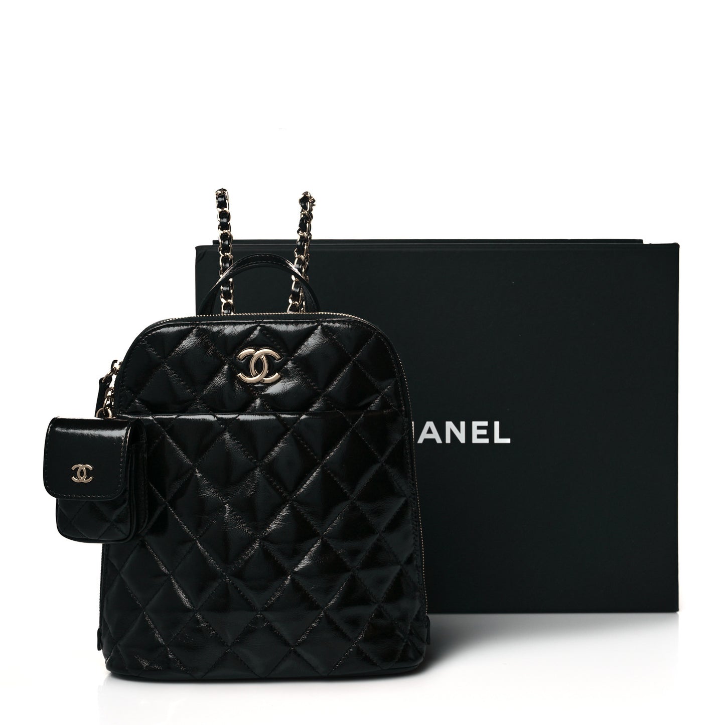 Shiny Calfskin My Pocket Backpack Black