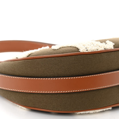 Celine Cotton Gabardine Bouclette Embroidered Medium Strap Ava Triomphe Shoulder Bag Khaki Tan 8 of 9